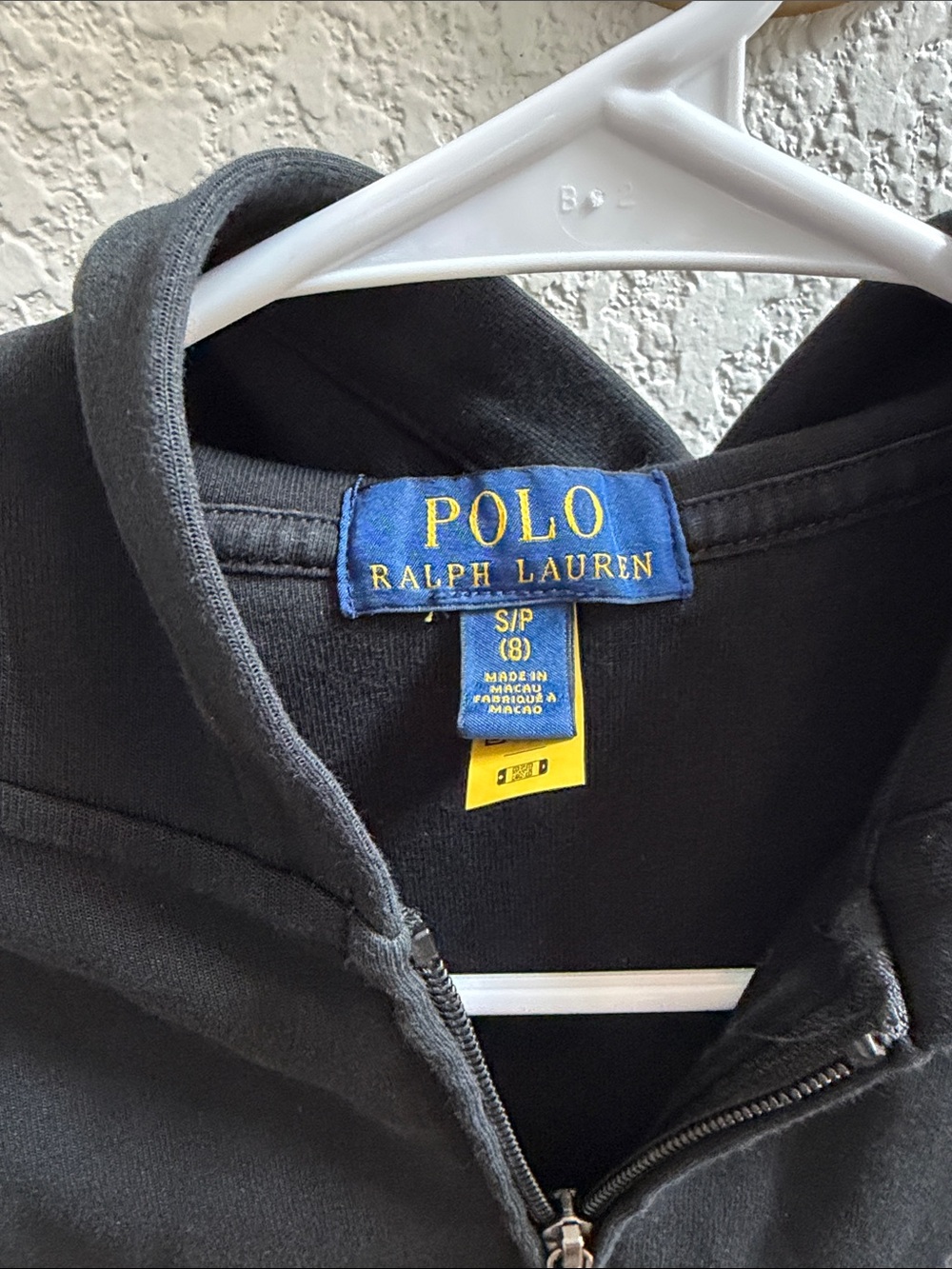 Kids Polo by Ralph Lauren Black Full-Zip Hooded Sweatshirt Small youth 8 - Picture 2 of 5